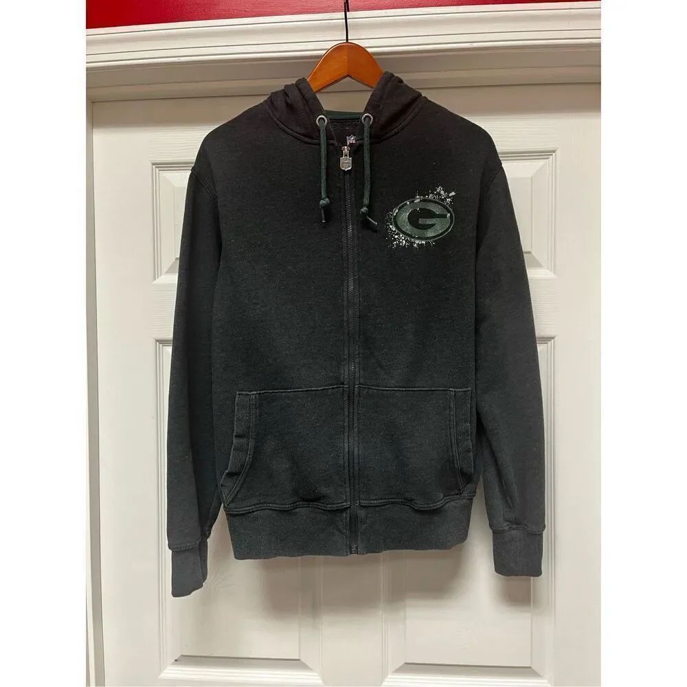 Green Bay Packers NFL Full Zip Paint Splatter Logo Full Zip Hoodie Sweatshirt sz
